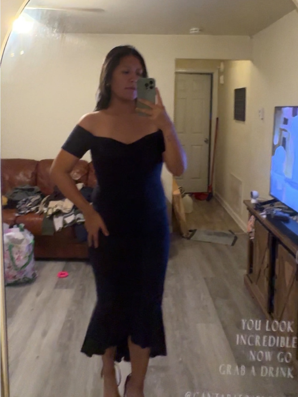 Lulu's Black Off-Shoulder Midi Dress
